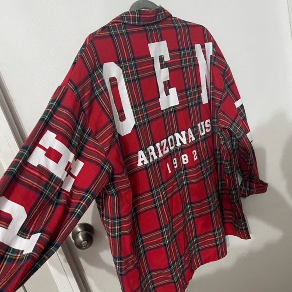 I Saw It First Phoenix Button Down Plaid Shirt In